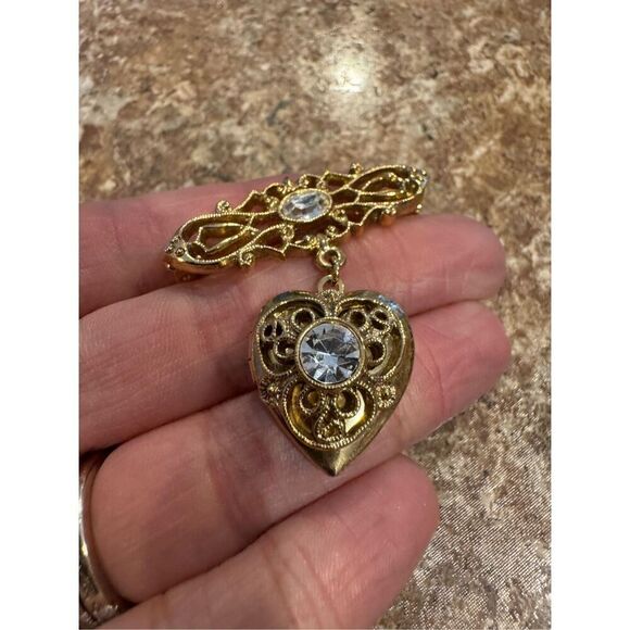Vintage heart brooch locket - Picture 2 of 6